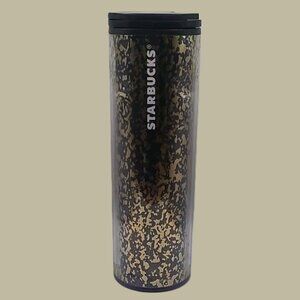 NWT! Starbucks Holiday 2019 Black Gold Foil Hot & Cold Cup Tumbler Narrow Travel